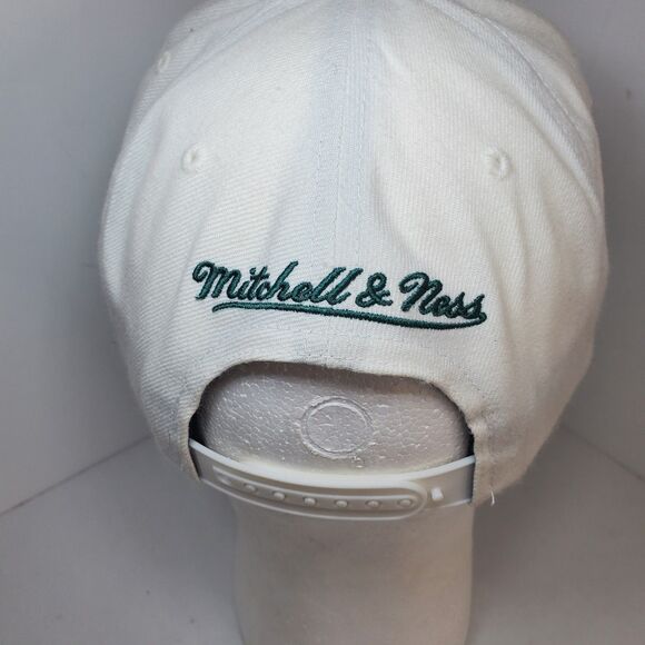Rare Vtg Mitchell Ness White Miami Dolphin Embroider Spellout Logo Flat Bill 90s - Picture 7 of 13